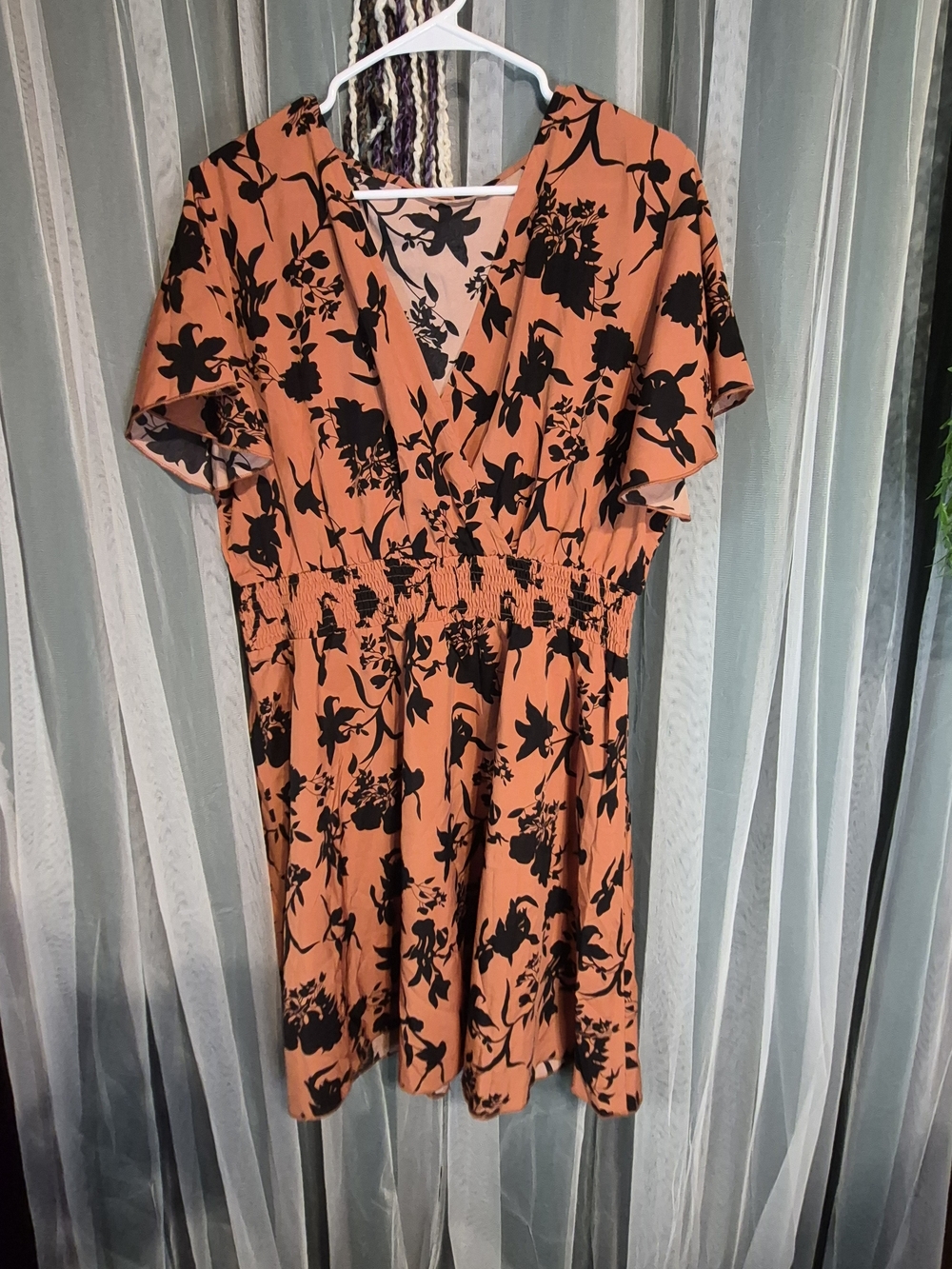 Women's Rust Orange Floral  Dress